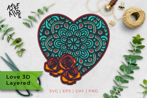 3D Heart Love Mandala