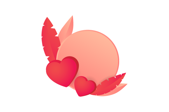 3d Rounded with Leaf and Heart Vector