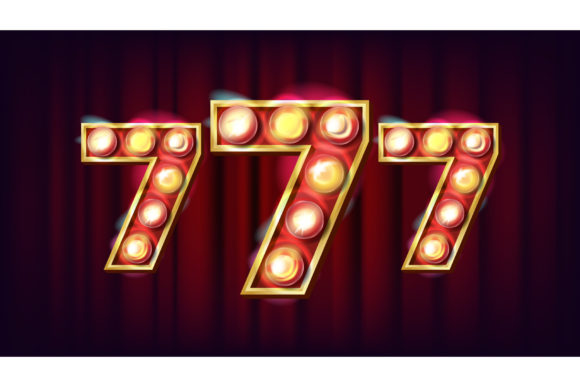 777 Banner Vector. Casino 3D Glowing