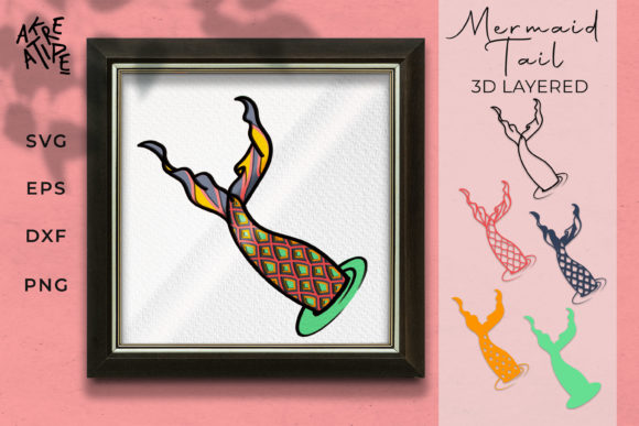 Mermaid 3D SVG Layered Mermaid SVG