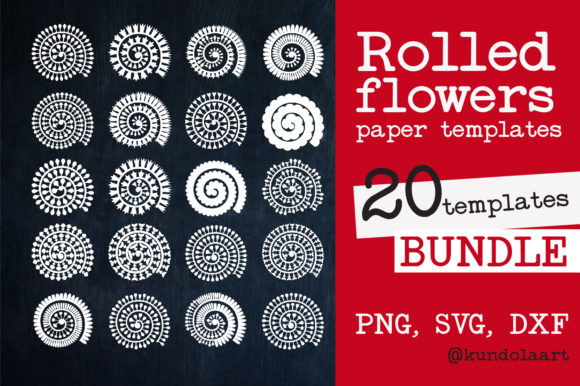 Rolled Flower Paper Template SVG