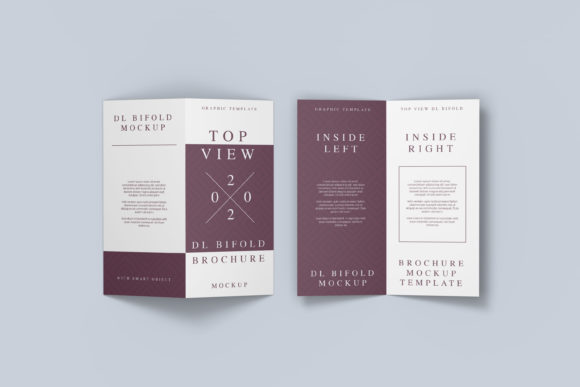 Top View DL Bifold Brochure Mockup