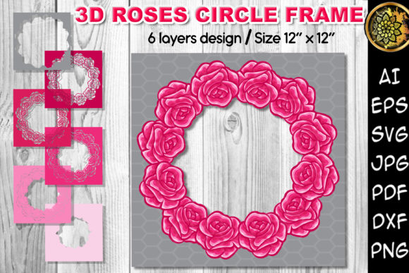 Transforming Digital Designs into Tactile Art with the 3D Valentine Rose Flowers Circle Frame